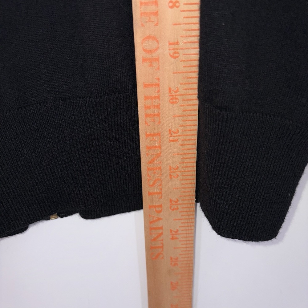 Banana Republic Large Petite Merino Wool Sweater Short Sleeve Black Back Zipper - Picture 4 of 7